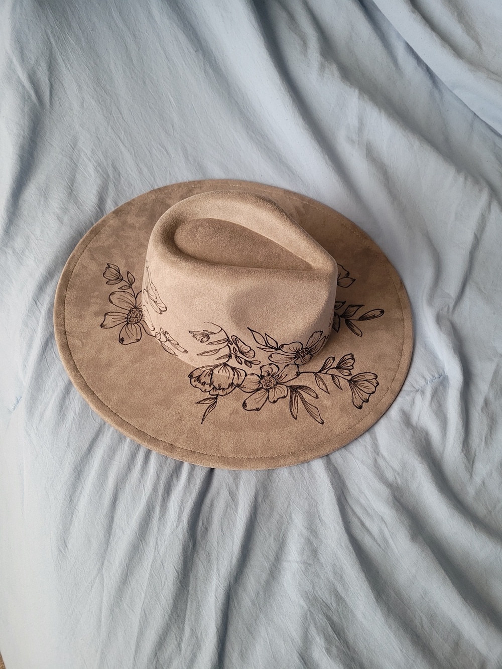 Light Gray Hand Burned Fedora